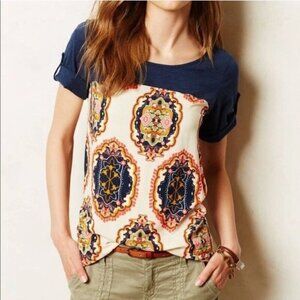 MEADOW RUE SOLVO BOHO PRINTED TUNIC TOP
